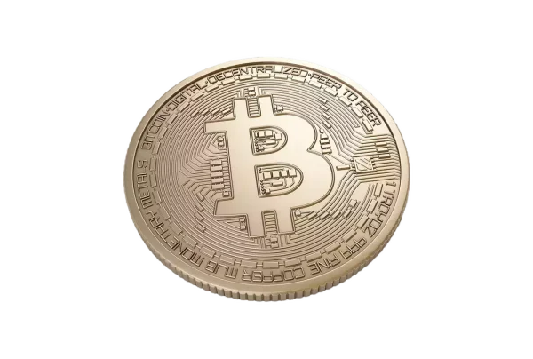 Hero 3D image of a bitcoin coin - app design